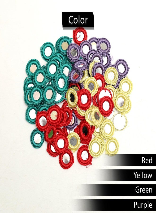 EmbroideryMaterial 100 Pcs Crochet Acrylic Mirrors for Craft, DIY, Dress Designing, Jewellery Making, Saree Embellishments & Decorative Projects (Yellow, Red, Purple, Green - 20MM, 25 Pcs/Color) - Image 4